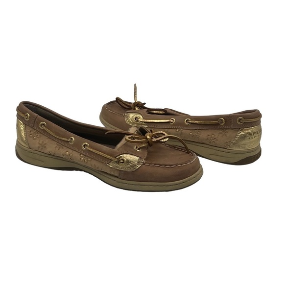 Sperry Top Sider Gold Tan Angelfish Boat Shoes Size 9.5 Women's - Picture 1 of 9